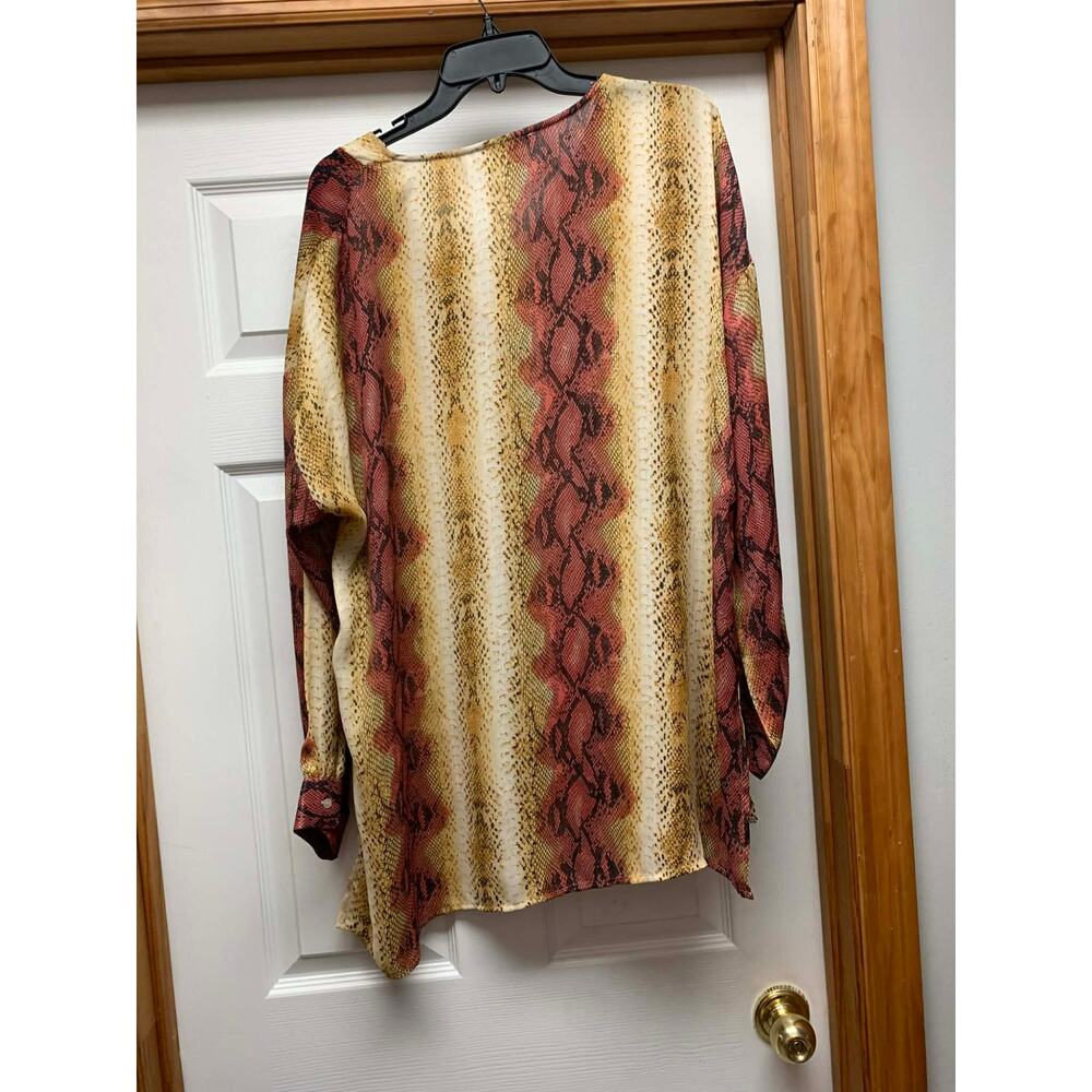 Jodifl Snake Print Tunic Blouse Large High Low Hem Boho Flowy Top